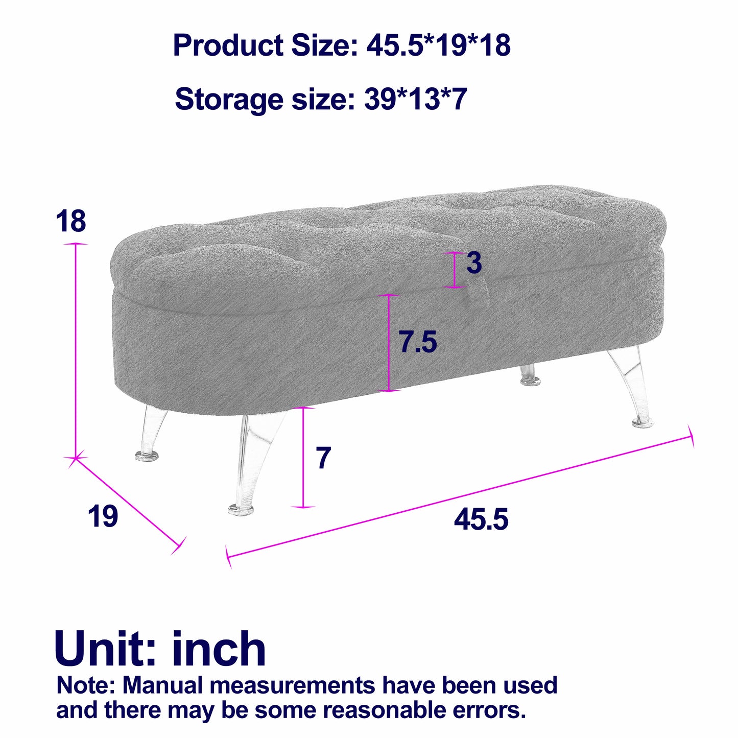 [Video] Welike Length 45.5 inches Storage Ottoman Bench Upholstered Fabric Storage Bench End of Bed Stool with Safety Hinge for Bedroom, Living Room, Entryway, Black teddy.