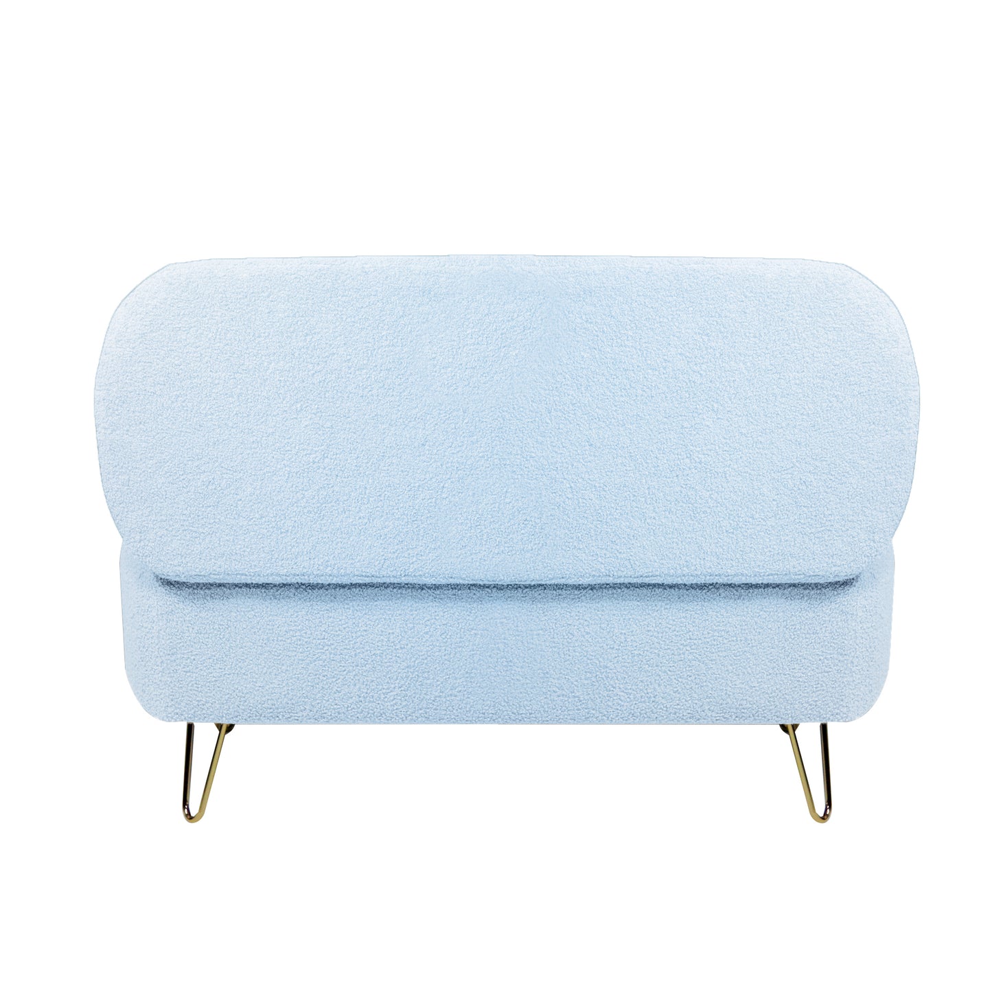 Blue Storage Ottoman Bench for End of Bed Gold Legs, Modern Grey Faux Fur Entryway Bench Upholstered Padded with Storage for Living Room Bedroom