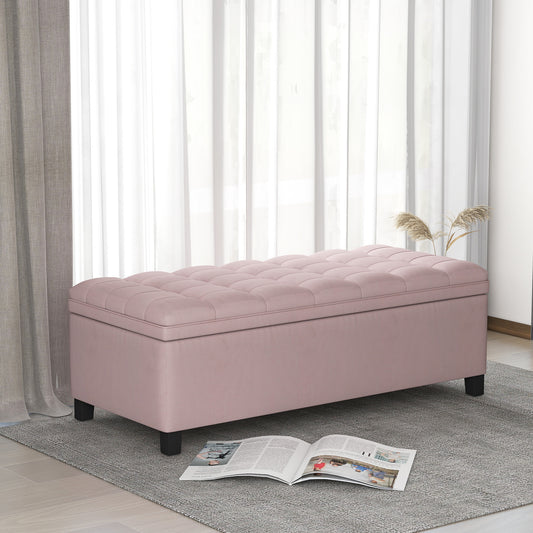 U-stye Upholstered Flip Top Storage Bench with Button Tufted Top